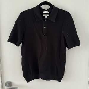 COS Textured Knitted Polo Shirt Black